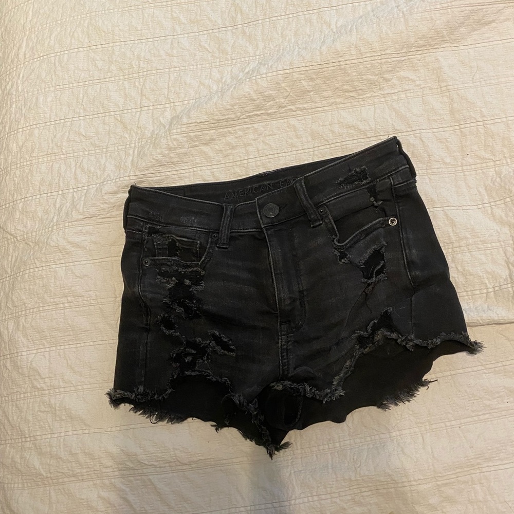 American eagle black denim shorts
